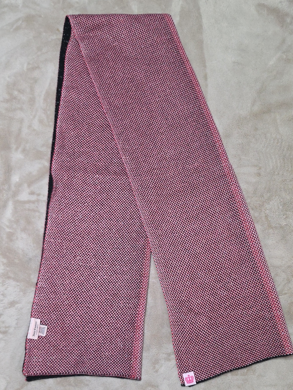 Juicy Couture Pink and Black Reversible Knit Scarf